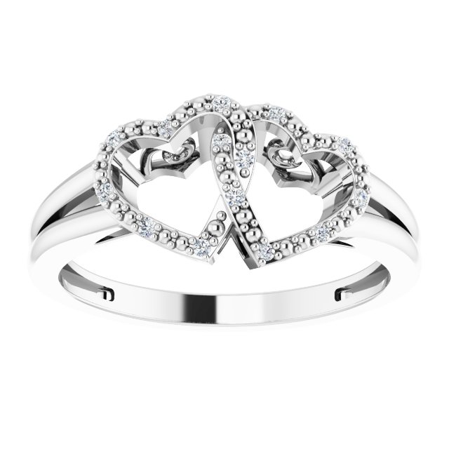 Sterling Silver .05 CTW Natural Diamond Double Heart Ring
